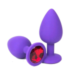 Анальная втулка фиолетовая с кристаллом Small красный 7 см
