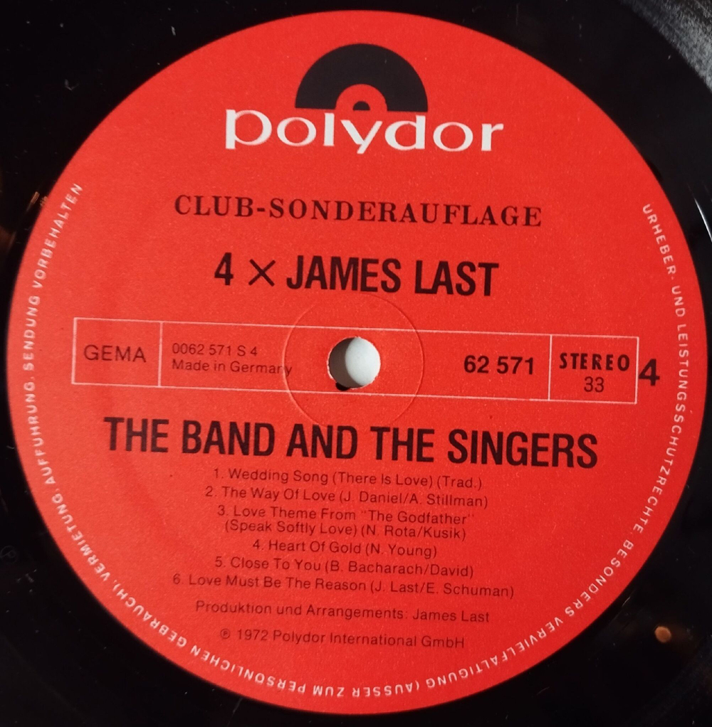Винтажная виниловая пластинка LP 4 X James Last Джеймс Ласт (Germany 1974) El Condor Pasa