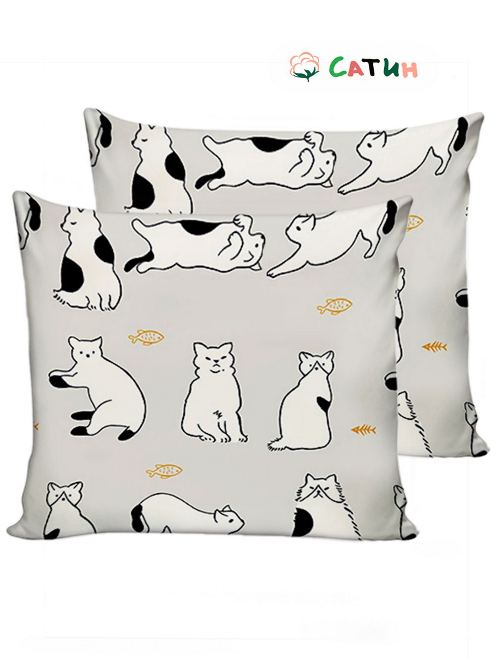 Наволочка комплект 2шт Milky Garden "Кошки" 70х70 см