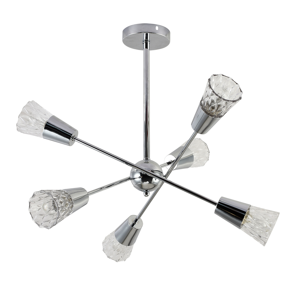 Светильник на штанге 6х40Вт Е14, металл/стекло, хром