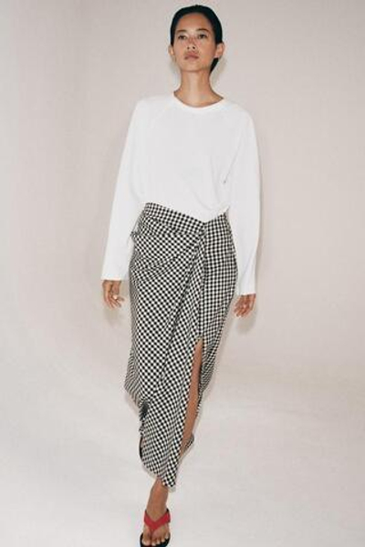 Юбка в клетку с драпировкой - ZARA