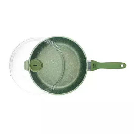 Сковорода(индукция) с крышкой «Д.Грин» алюм.литой D=28,L=32см зелен