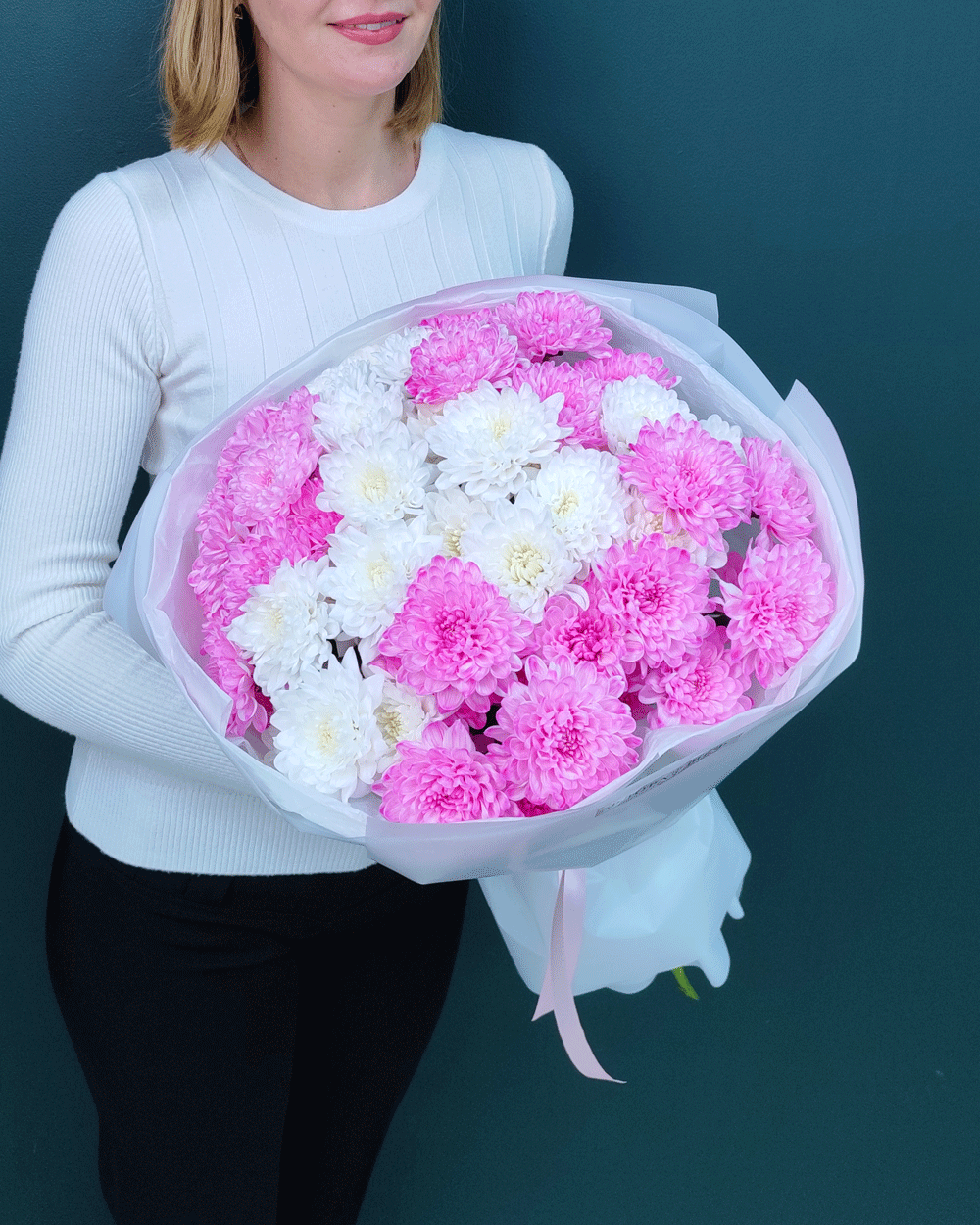 Хризантема кустовая белая и розовая,9шт(00443)