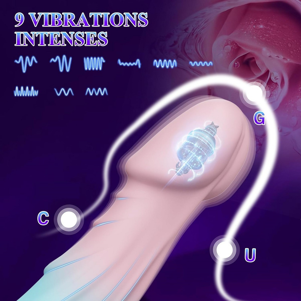 Вибратор силиконовый Silicone toys на присоске с ПДУ 9 режимов 18,8 см