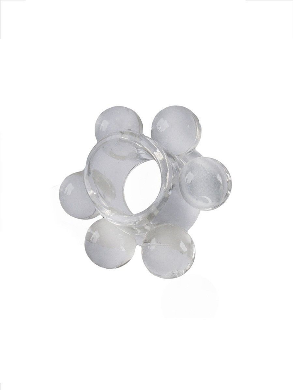 Прозрачное эрекционное кольцо с 6 стимулирующими шариками