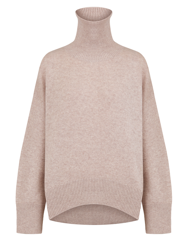 Oversized sweater beige melange color