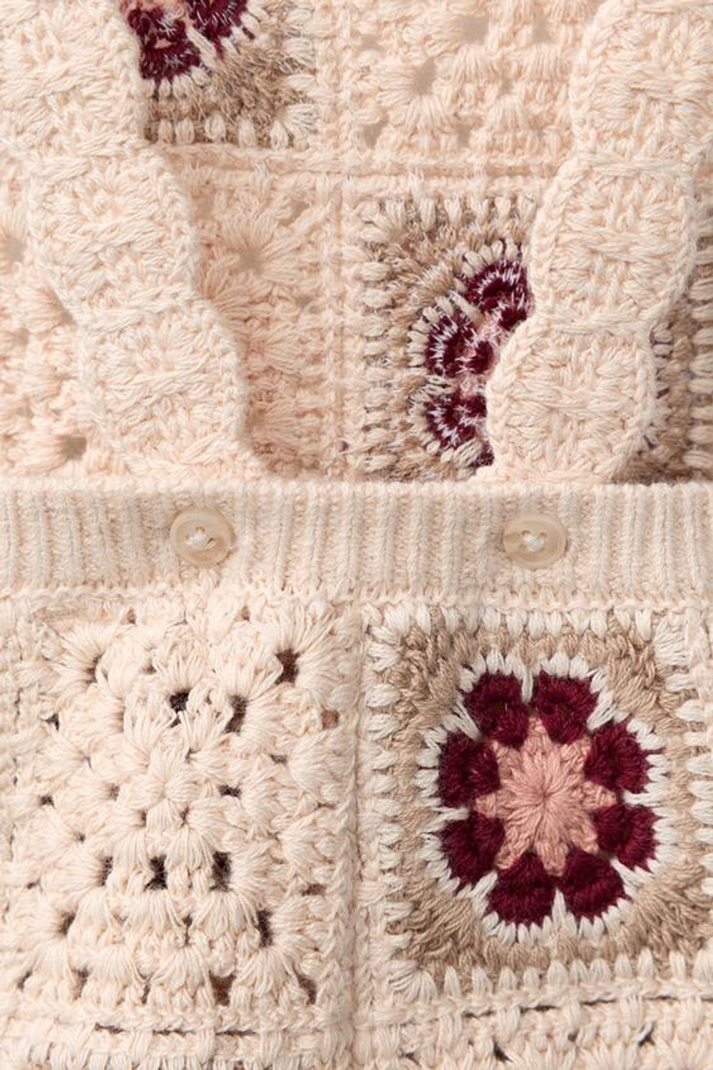 ZARA КОМБИНЕЗОН ИЗ КРУЖЕВА КРОШЕ С ЦВЕТОЧНЫМИ ДЕТАЛЯМИ, СВЕТЛО-БЕЖЕВЫЙ