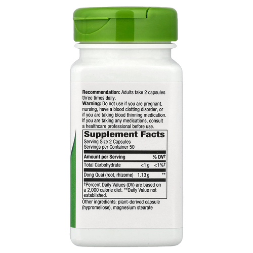 Nature's Way, корень дудника китайского, 100 веганских капсул (565 мг в 1 капсуле)