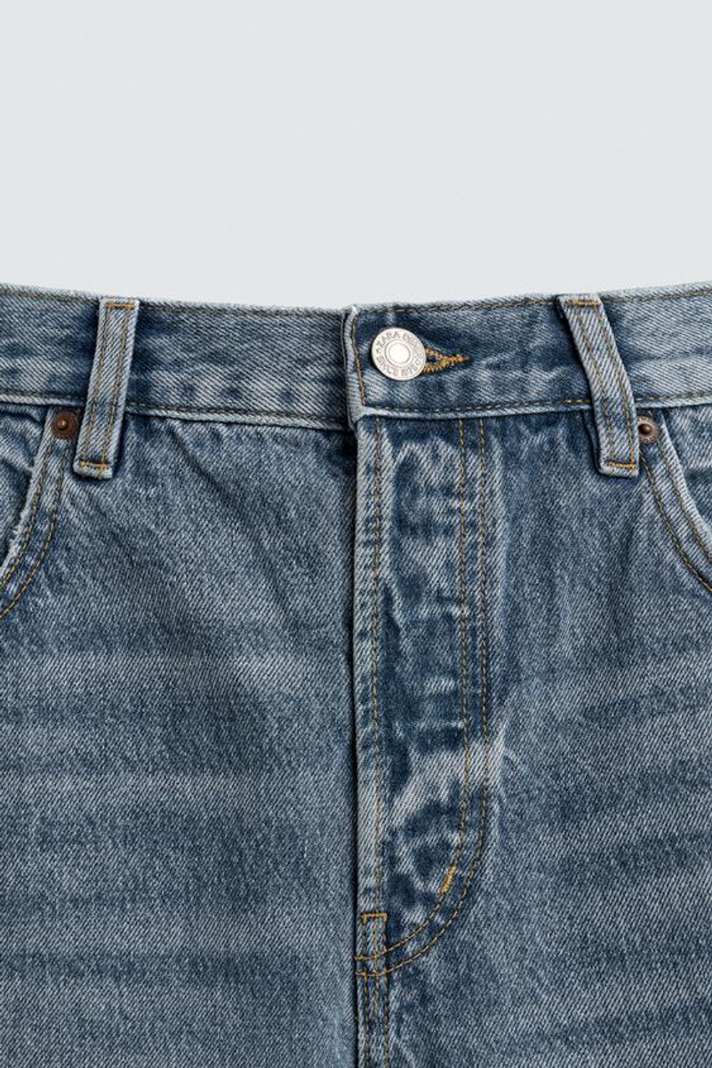 ZARA УКОРОЧЕННЫЕ ДЖИНСЫ SLIM FIT, ВЫЦВЕТШИЙ СИНИЙ