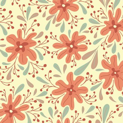 Оранжевые цветы на желтом.