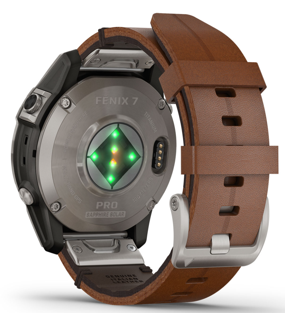 Умные часы Garmin Fenix 7 Pro Solar Sapphire Carbon Кожаный ремешок