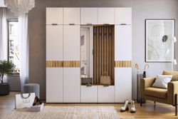 Антресоль трехдверная Бери (Дуб крафт золотой/Белое дерево)