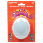 Ночник TDM, Хамелеон, в розетку, пластик, 0.5 Вт, 220 В, с выкл, D 95, бел, SQ0357-0005