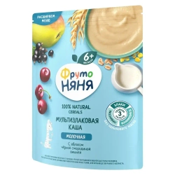 Каша мультизлаковая детская ФрутоНяня с 6 месяцев, с яблоком, смородиной , молочная, сухая, 200 г