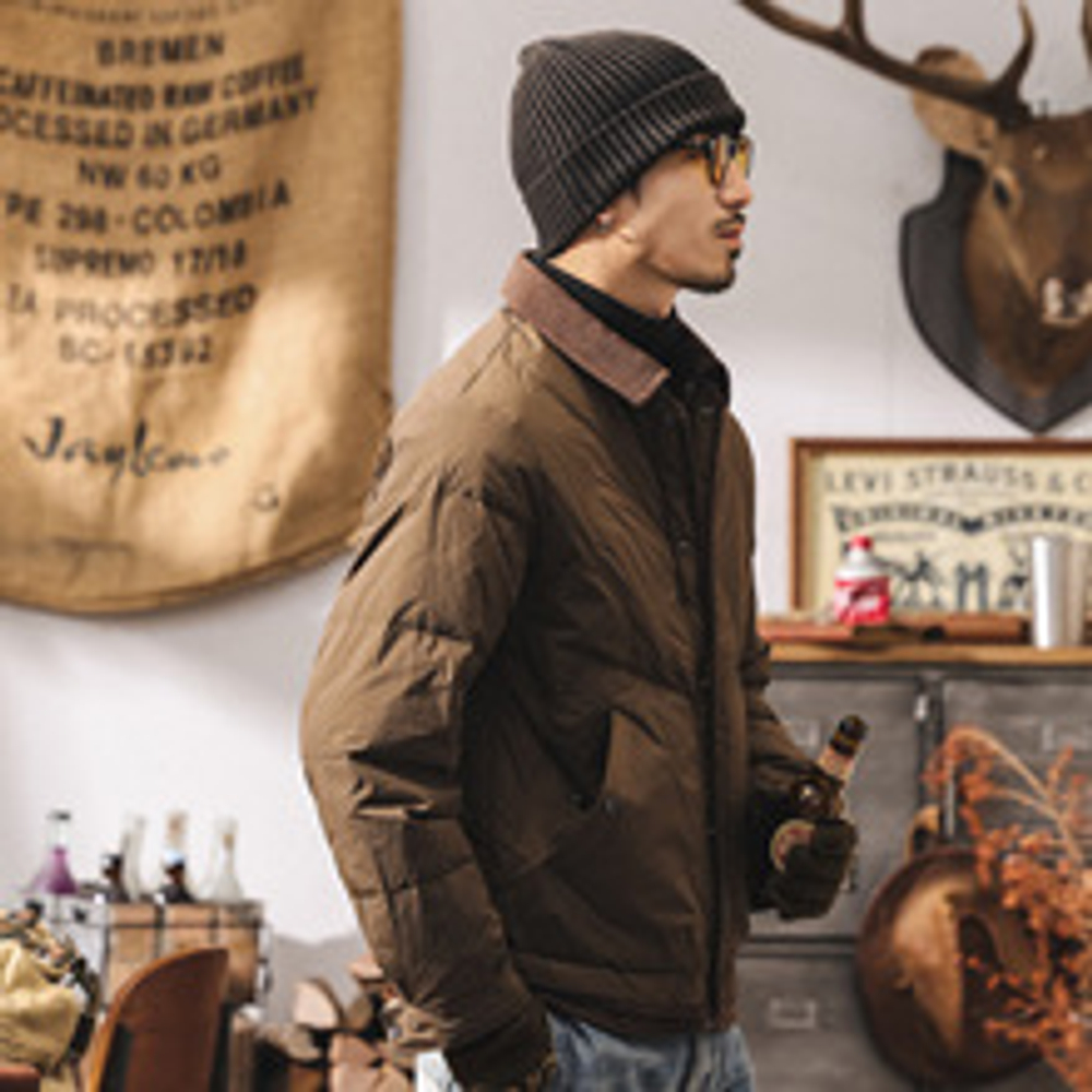 Пуховик с алмазным тиснением Американский ретро 90% утиный пух легкий мужской зимний теплый пуховик для мужчин