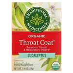 Traditional Medicinals, Organic Throat Cover®, эвкалипт, без кофеина, 16 упакованных чайных пакетиков, 28 г (0,99 унции)