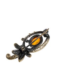 AM-1225 Подвеска «Цветочная нотка» (латунь, янтарь)