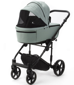 Детская коляска Adamex Zico Deluxe New 2 в 1 ZN-SA20 (СЕРО-ЗЕЛЕНАЯ КОЖА)