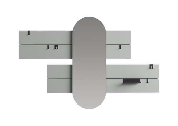 Вешалка Stripe L горизонтальная с зеркалом 60*160 см (серый)