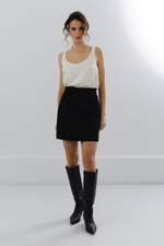 Юбка из твида мини черная с золотыми нитями