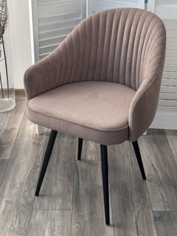 Стул ШЕЛЛ 360 град. поворот. B5 Капучино, велюр / черный каркас, М-City