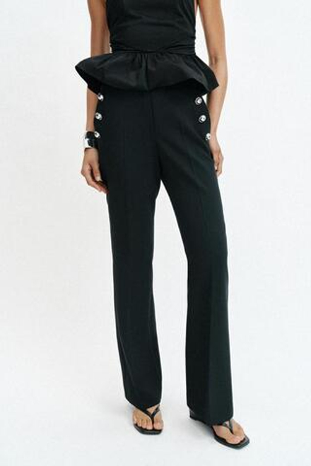 ZARA БРЮКИ FLARE НА ПУГОВИЦАХ, ЧЕРНЫЙ