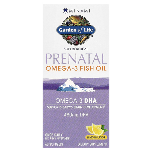 Minami Nutrition, Supercritical Prenatal, рыбий жир омега-3 со вкусом лимона, 60 мягких желатиновых капсул