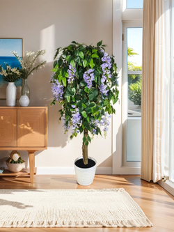 Дерево искусственное Глициния сиреневая 130см в кашпо