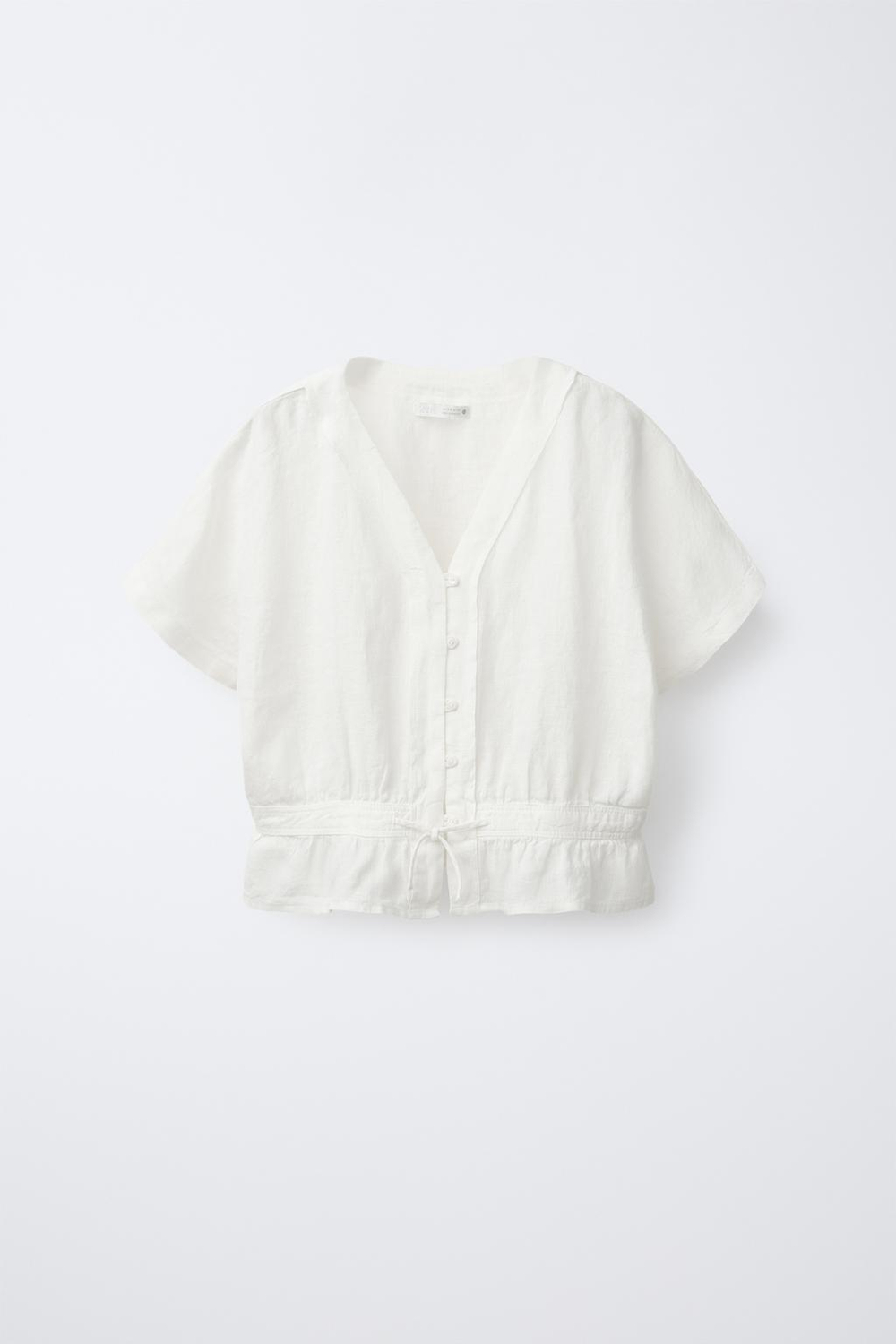 ZARA БЛУЗА ИЗ 100% ЛЬНА, СВЕТЛЫЙ ЭКРЮ