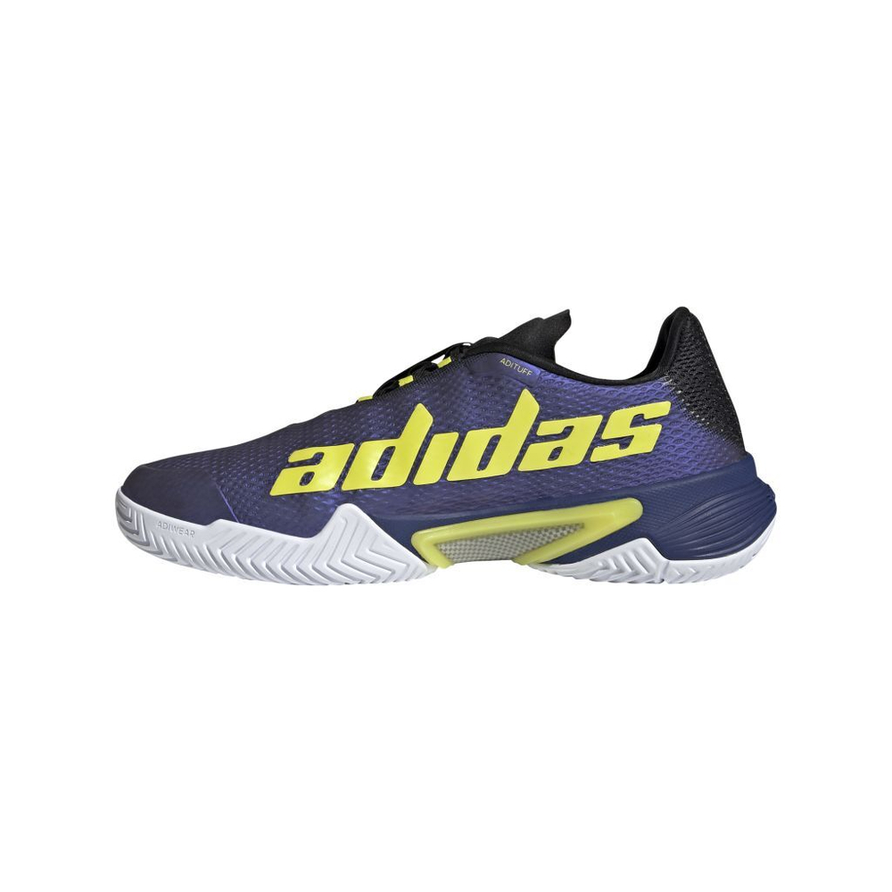 Мужские кроссовки теннисные Adidas Barricade M - black blue met/cloud white/acid yellow