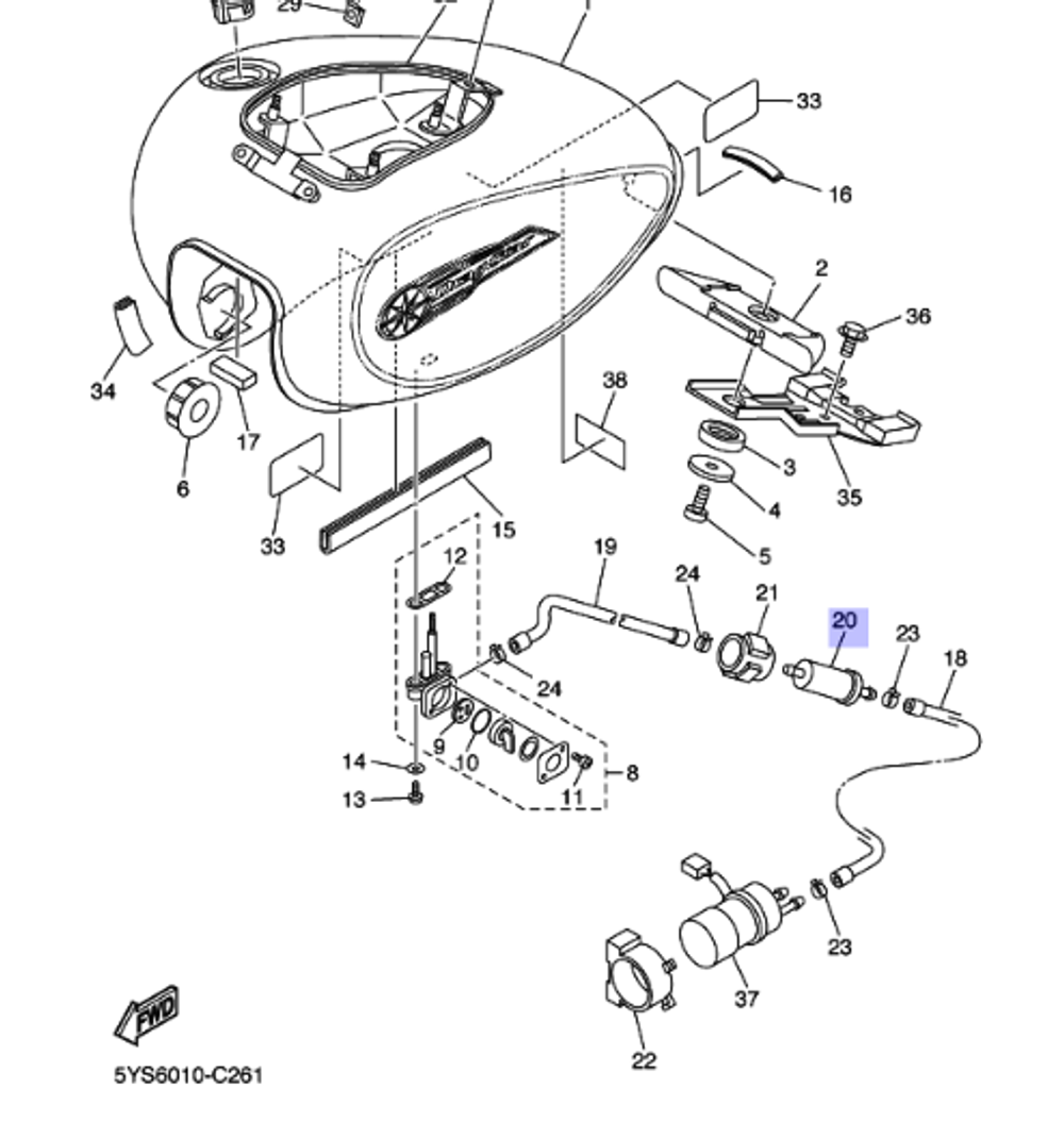 Фильтр топливный для мотоциклов Yamaha 1FK245601000