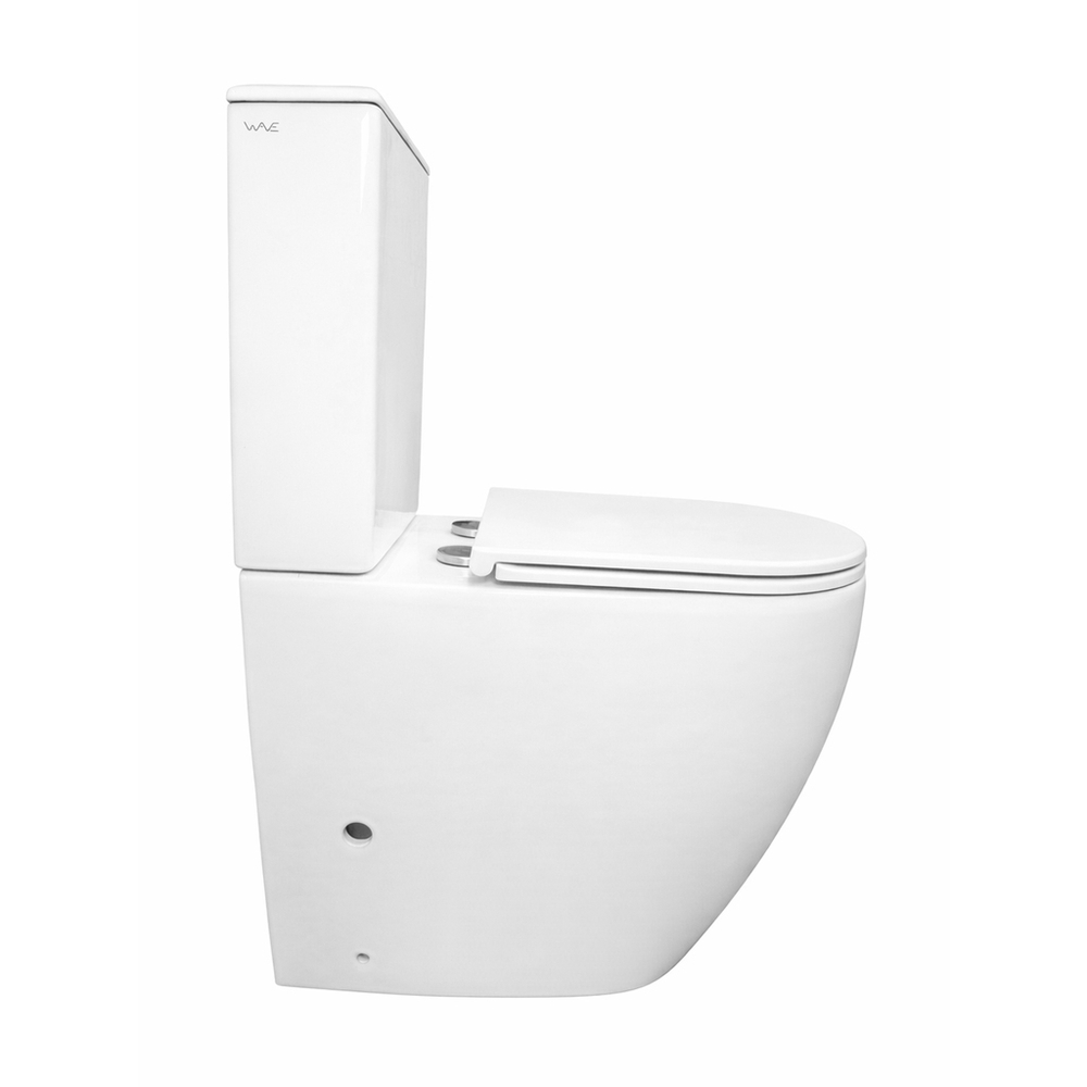 Унитаз-компакт безободковый WAVE PERSONA, гор,ниж,2-кн.арм,дюро,м/л,быстр,БЕЛЫЙ глянец
