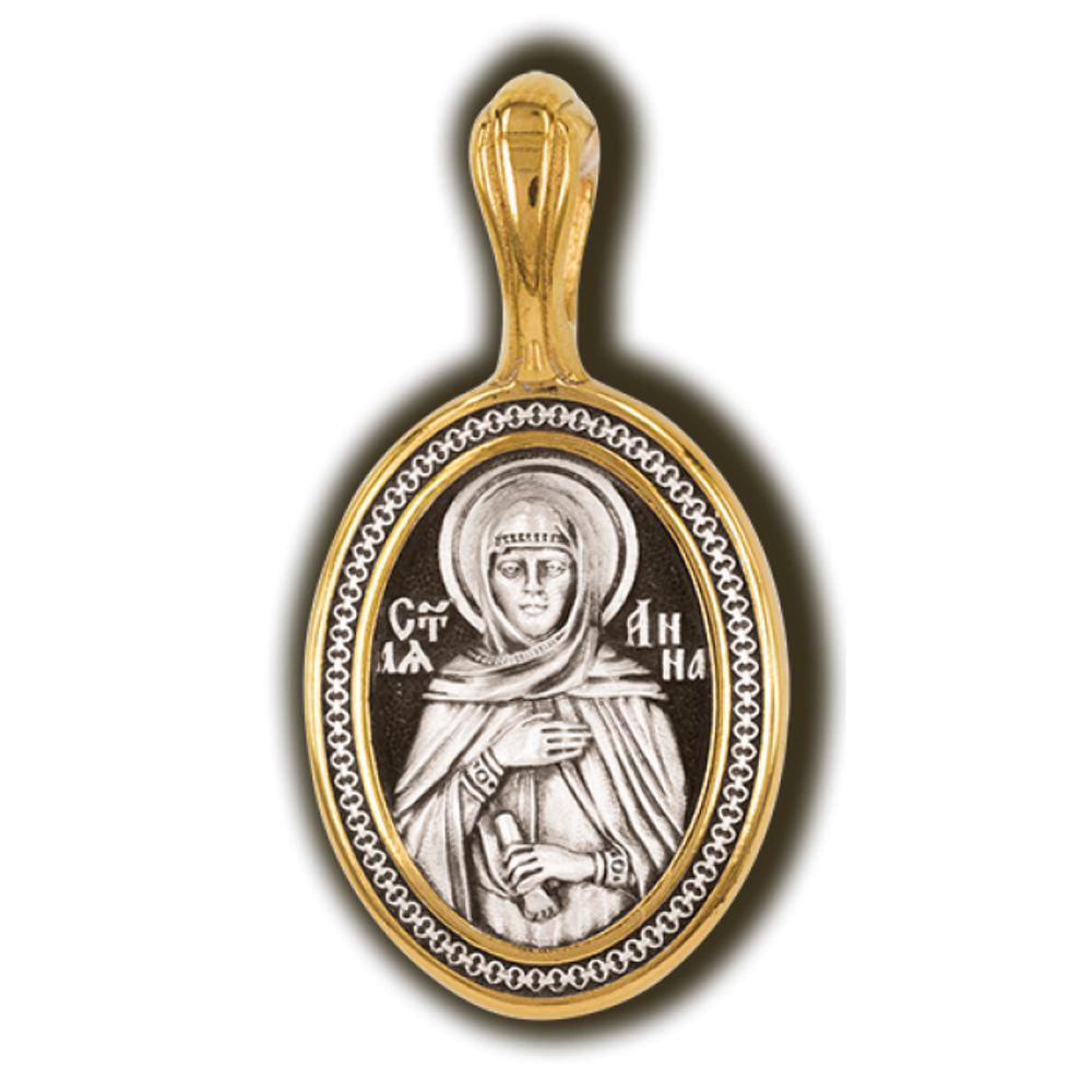 Святая Анна. Нательная икона из серебра 925* с позолотой.