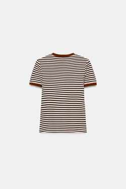 ZARA ФУТБОЛКА В ПОЛОСКУ С КОРОТКИМ РУКАВОМ, ПОЛОСКИ