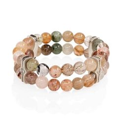 Браслет Всевидящее Око из Мельхиора Двойной с кварцем волосатиком 8 мм