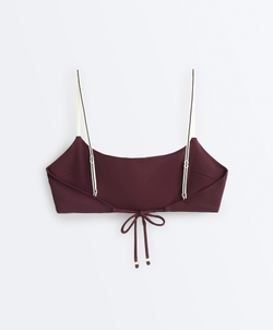 OYSHO Топ бикини с контрастными бретельками, темно-сливовый