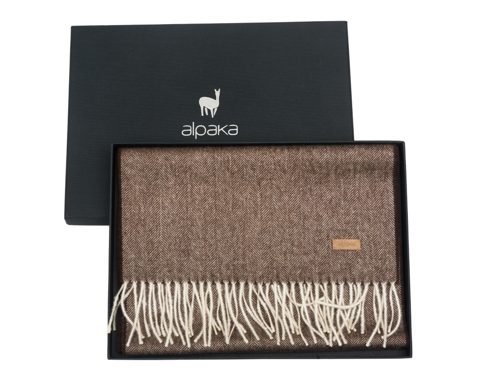 Плед-шарф шерстяной 30x200 Alpaka коричневый Франция