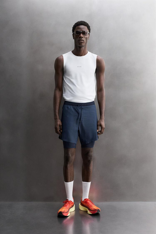 ZARA БАЗОВЫЕ СПОРТИВНЫЕ ШОРТЫ 2 В 1, МОРСКОЙ СИНИЙ