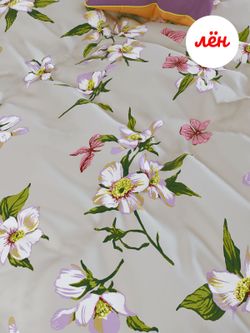 Простынь на резинке Сказка "Нарциссы" 90х200 см , лён