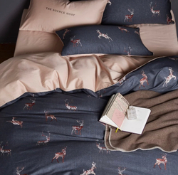 Постельное белье ЕВРО (двуспалка) Египедский Хлопок Серый олени