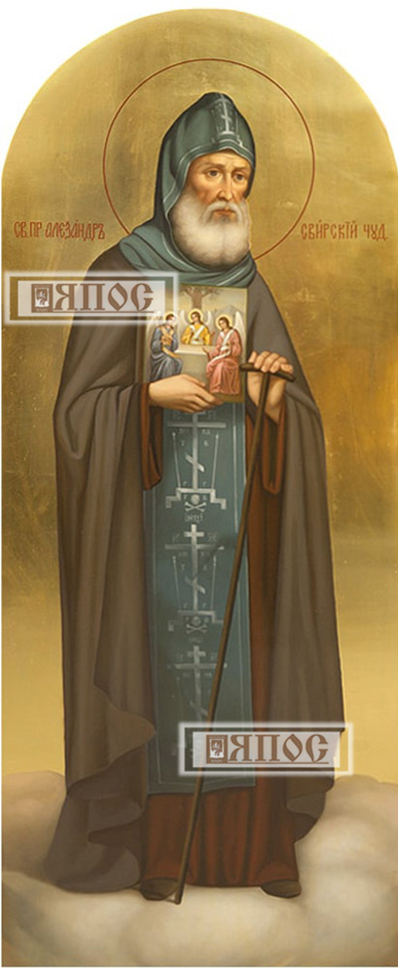 Александр Свирский, мерная рукописная икона, ширина 25 см