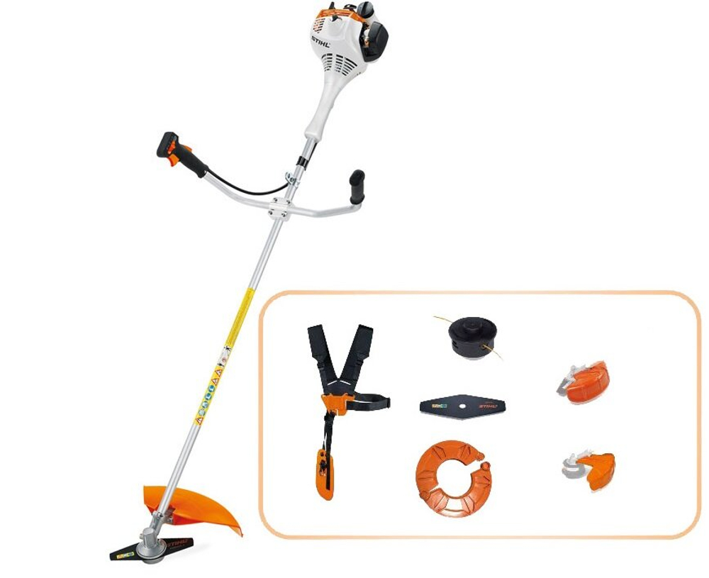 Триммер STIHL FS55 бензиновый, ширина скашивания 55см, полная комплектация с катушкой и ножом ОРИГИНАЛ