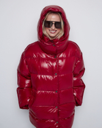 Пуховик со съемным капюшоном из нейлона Монклер вишня