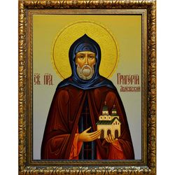 Григорий Авнежский, игумен преподобномученик. Икона на холсте.