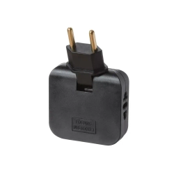 Тройник плоский поворотный для розетки с USB и TYPE-C черный, разветвитель электрический 180 градусов