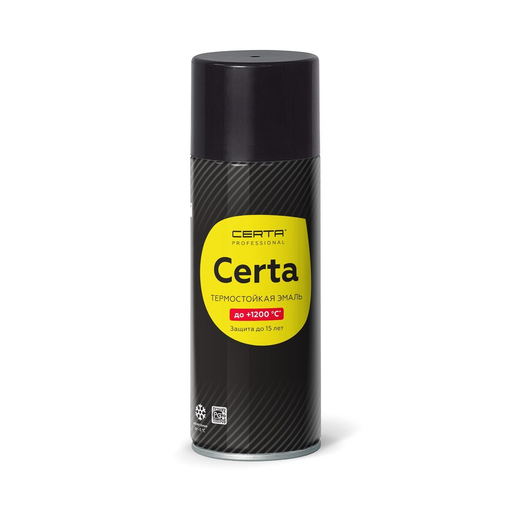 Эмаль-аэрозоль "Certa" термостойкая черная 520мл