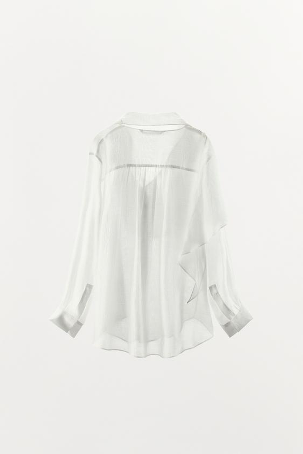ZARA РУБАШКА С ПЛАТКОМ ZW COLLECTION, БЕЛЫЙ