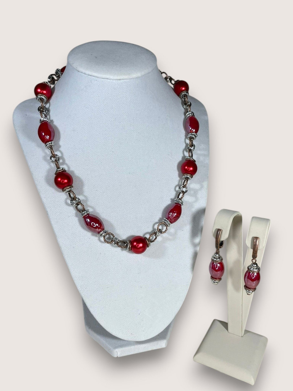 Комплект колье и серьги муранское стекло