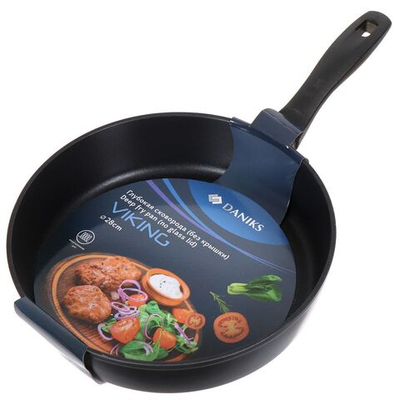 Сковорода алюминий, 28 см, антиприг, Daniks, Викинг, DFP-28-BLK-IND, индукц