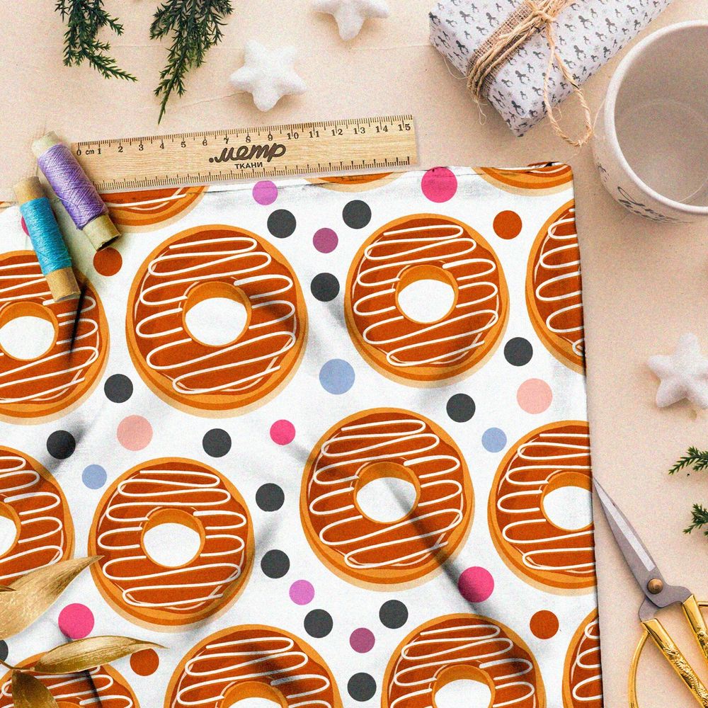 Ткань бязь свежие карамельные пончики